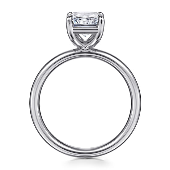 14K White Gold Radiant Cut Solitaire Diamond Engagement Ring angle 2