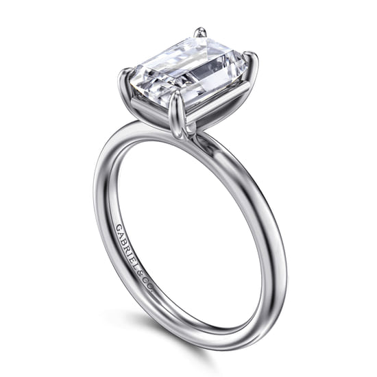 14K White Gold Radiant Cut Solitaire Diamond Engagement Ring angle 3