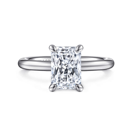 14K White Gold Radiant Cut Solitaire Engagement Ring