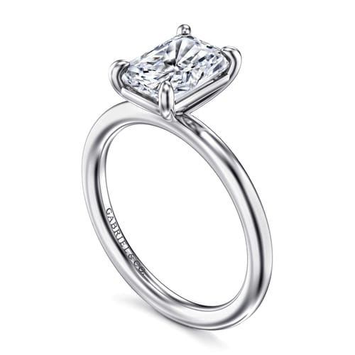 14K White Gold Radiant Cut Solitaire Engagement Ring
