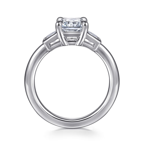 14K White Gold Radiant Cut Three Stone Diamond Engagement Ring