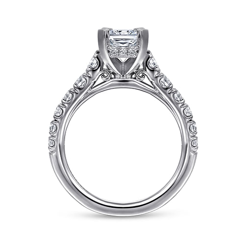 14K White Gold Rectangular Radiant Cut Diamond Engagement Ring