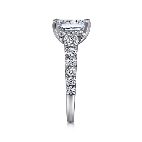 14K White Gold Rectangular Radiant Cut Diamond Engagement Ring