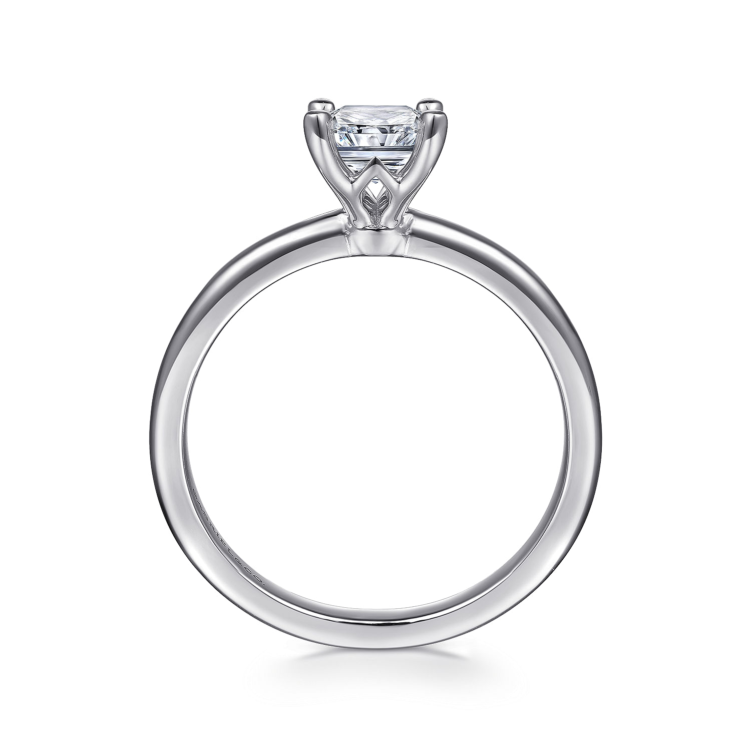 14K White Gold Rectangular Radiant Cut Diamond Engagement Ring