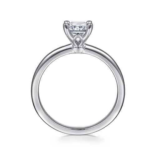 14K White Gold Rectangular Radiant Cut Diamond Engagement Ring