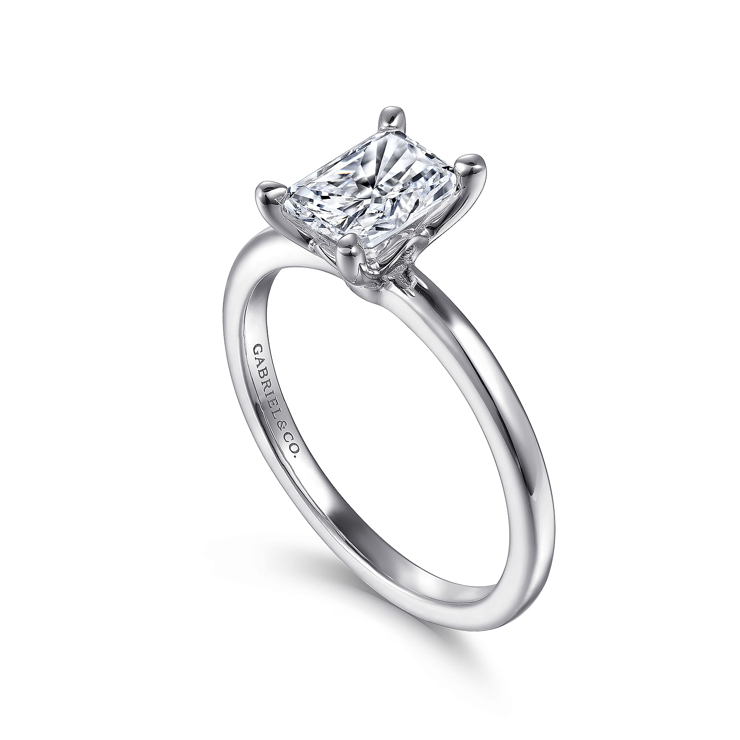 14K White Gold Rectangular Radiant Cut Diamond Engagement Ring