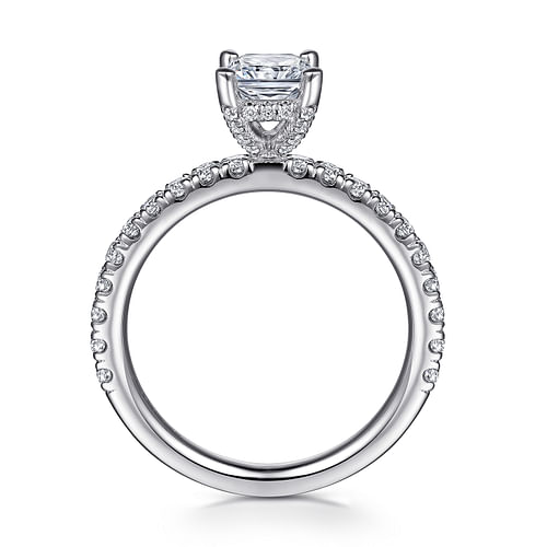 14K White Gold Rectangular Radiant Cut Diamond Engagement Ring