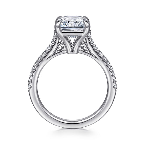 14K White Gold Rectangular Radiant Cut Diamond Engagement Ring