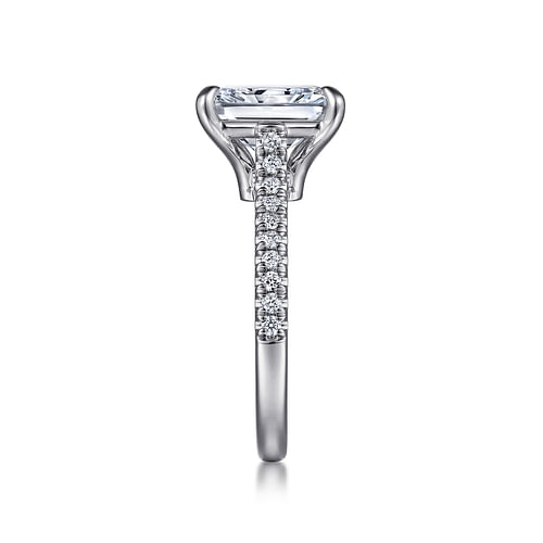 14K White Gold Rectangular Radiant Cut Diamond Engagement Ring