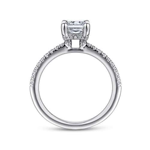 14K White Gold Rectangular Radiant Cut Diamond Engagement Ring