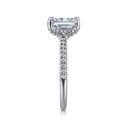14K White Gold Rectangular Radiant Cut Diamond Engagement Ring