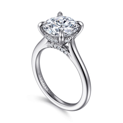 14K White Gold Round  Diamond Engagement Ring