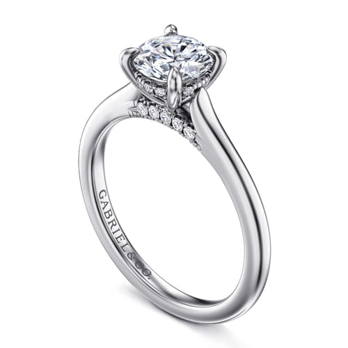 14K White Gold Round  Diamond Engagement Ring