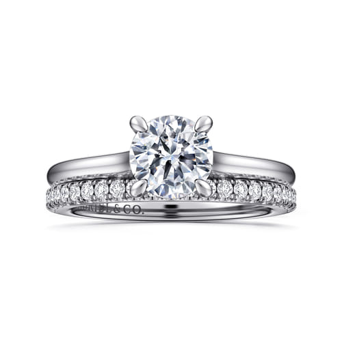 14K White Gold Round  Diamond Engagement Ring