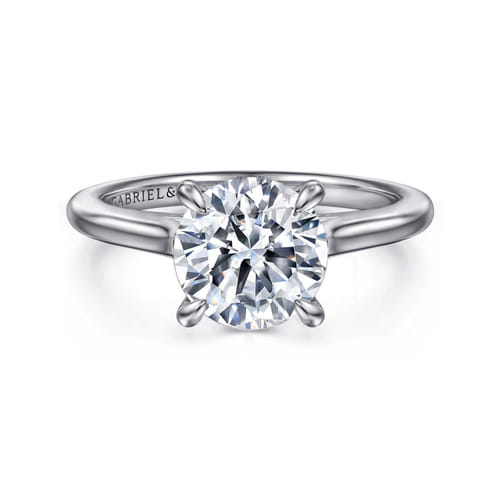 14K White Gold Round  Diamond Engagement Ring