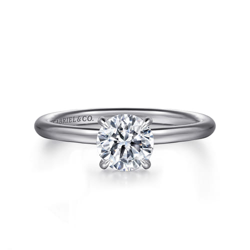 14K White Gold Round  Diamond Engagement Ring