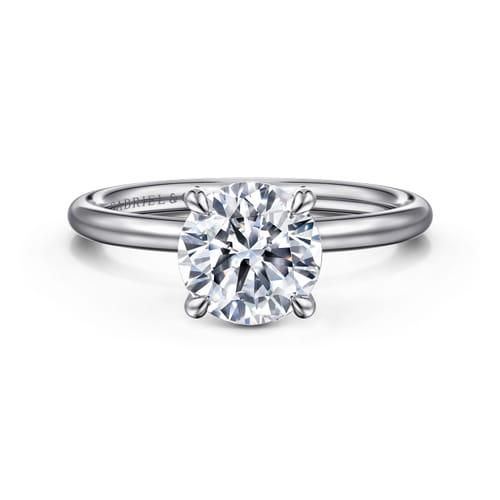 14K White Gold Round  Diamond Engagement Ring