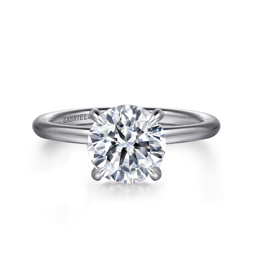 14K White Gold Round  Diamond Engagement Ring