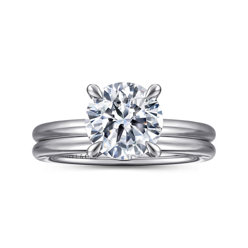 14K White Gold Round  Diamond Engagement Ring