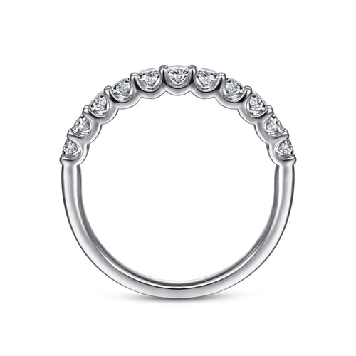 14K White Gold Round 11 Stone Diamond Anniversary Band