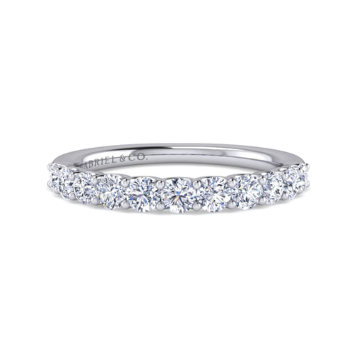 14K White Gold Round 11 Stone Diamond Anniversary Band