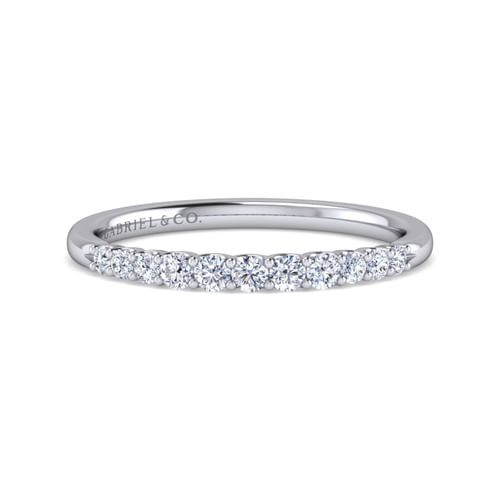 14K White Gold Round 11 Stone Diamond Anniversary Band