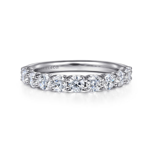 14K White Gold Round 11 Stone Diamond Anniversary Band