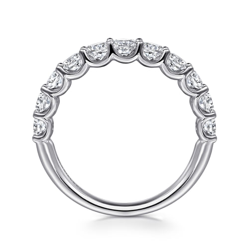 14K White Gold Round 11 Stone Diamond Anniversary Band