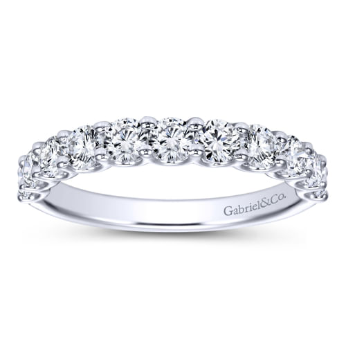 14K White Gold Round 11 Stone Diamond Anniversary Band