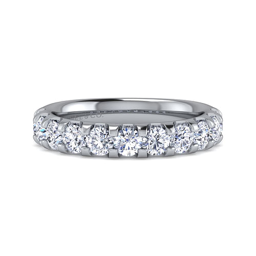 14K White Gold Round 11 Stone Diamond Wedding Band