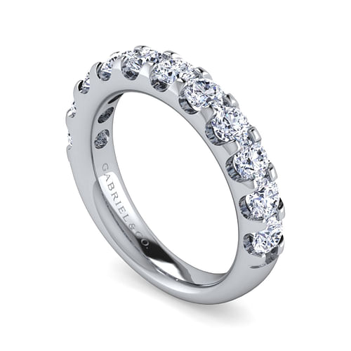 14K White Gold Round 11 Stone Diamond Wedding Band