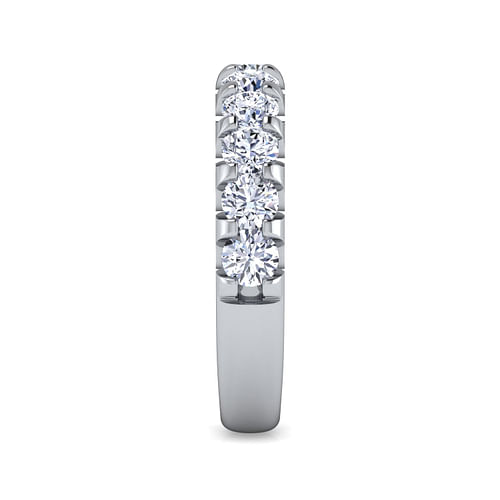 14K White Gold Round 11 Stone Diamond Wedding Band