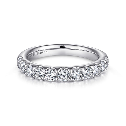 14K White Gold Round 11 Stone Diamond Wedding Band