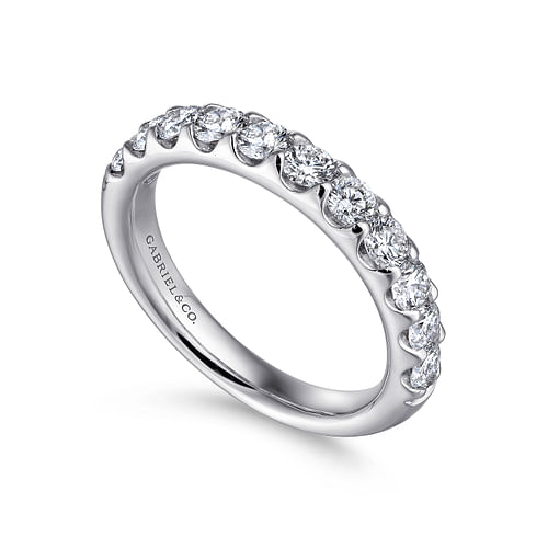 14K White Gold Round 11 Stone Diamond Wedding Band