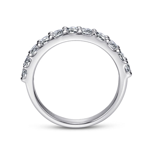 14K White Gold Round 11 Stone Shared Prong Diamond Anniversary Band