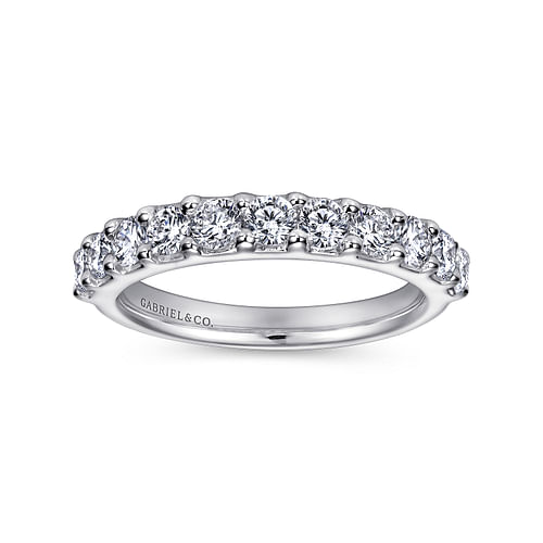 14K White Gold Round 11 Stone Shared Prong Diamond Anniversary Band