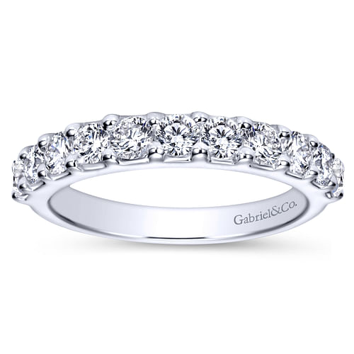 14K White Gold Round 11 Stone Shared Prong Diamond Anniversary Band