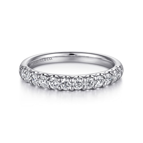 14K White Gold Round 12 Stone Diamond Wedding Band