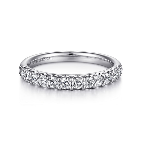 Gabriel - 14K White Gold Round 12 Stone Diamond Wedding Band