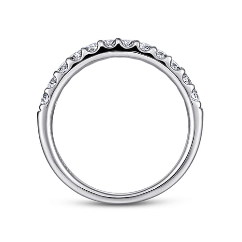 14K White Gold Round 12 Stone Diamond Wedding Band