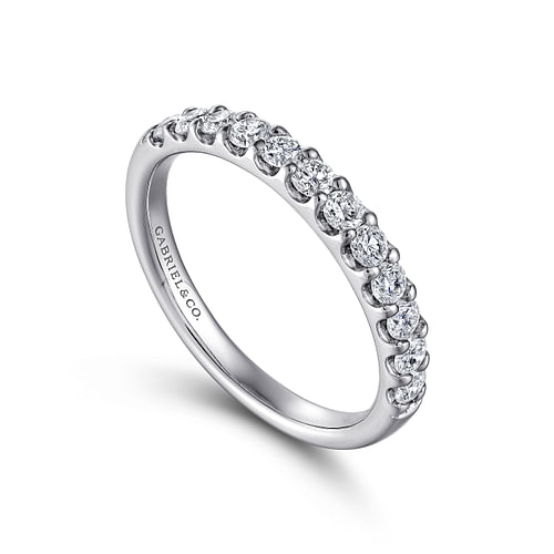 14K White Gold Round 12 Stone Diamond Wedding Band