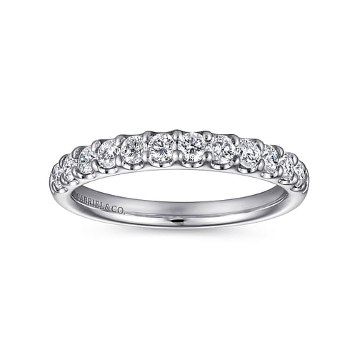 14K White Gold Round 12 Stone Diamond Wedding Band