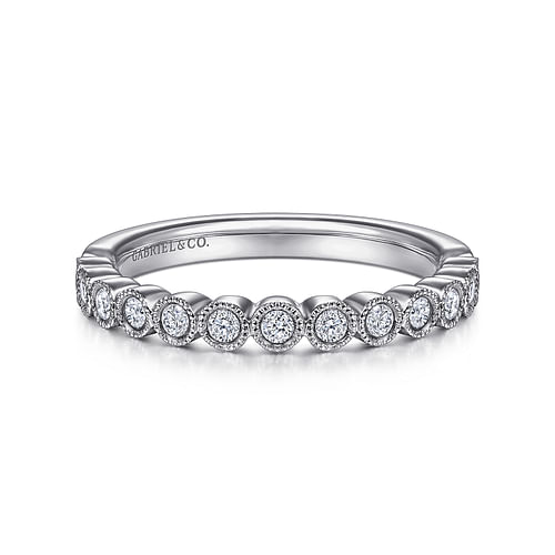 14K White Gold Round 13 Stone Diamond Anniversary Band