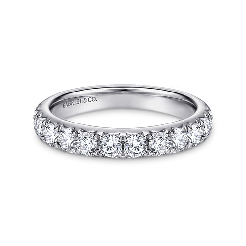 14K White Gold Round 14 Stone Diamond Wedding Band