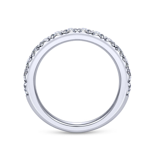 14K White Gold Round 14 Stone Diamond Wedding Band