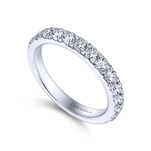 14K White Gold Round 14 Stone Diamond Wedding Band