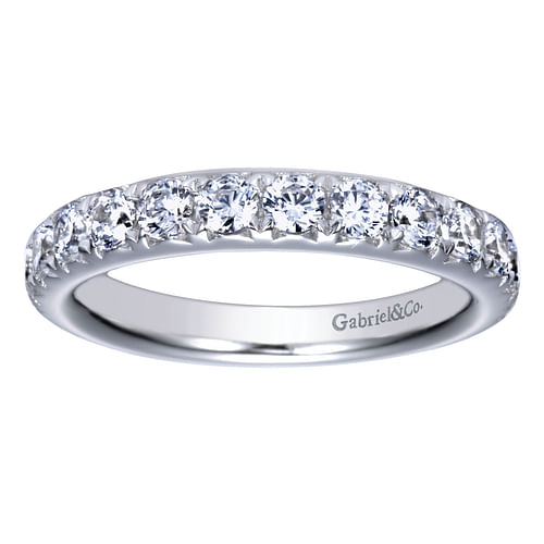 14K White Gold Round 14 Stone Diamond Wedding Band