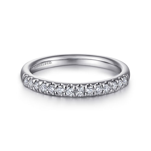 14K White Gold Round 14 Stone Diamond Wedding Band