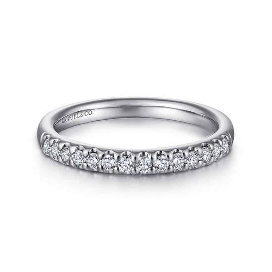 Gabriel - 14K White Gold Round 14 Stone Diamond Wedding Band