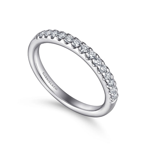 14K White Gold Round 14 Stone Diamond Wedding Band